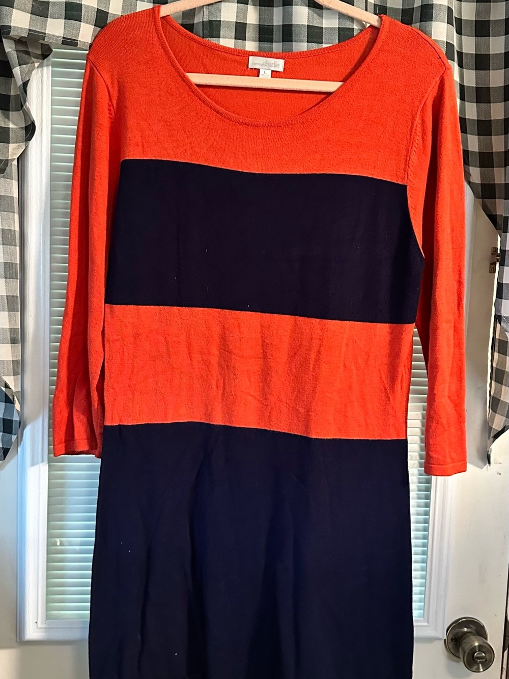 Charming Charlie Orange and Navy Colorblock Long-Sleeve Dress